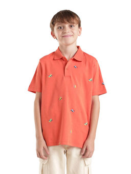 RARE ONES - Boys Orange Cotton Polo T-shirt