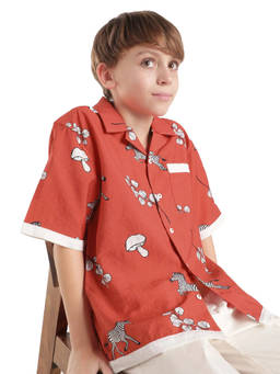 RARE ONES - Boys Red Viscose Blend Shirt