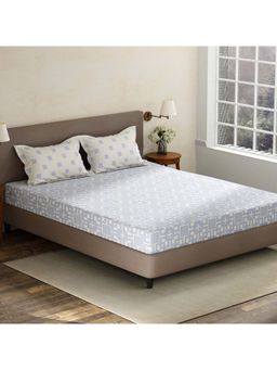 Layers - Blue Geometric Cotton Bedsheet with Pillow Covers (King)