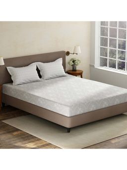 Layers - Grey Floral Cotton Bedsheet with Pillow Covers (King)