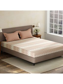 Layers - Brown Geometric Cotton Bedsheet with Pillow Covers (King)