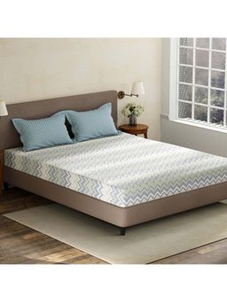 Layers - Blue Geometric Cotton Bedsheet with Pillow Covers (King)