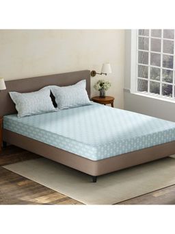Layers - Blue Floral Cotton Bedsheet with Pillow Covers (King)