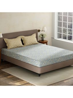 Layers - Blue Floral Cotton Bedsheet with Pillow Covers (King)
