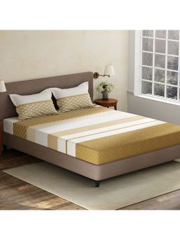 Layers - Brown Geometric Cotton Bedsheet with Pillow Covers (King)