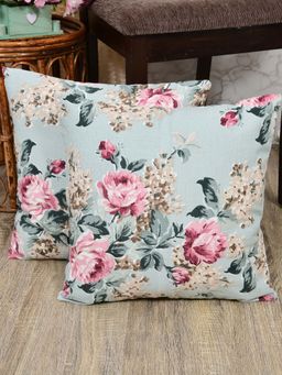 The Home Story - Green Floral Cotton Cushion Cover