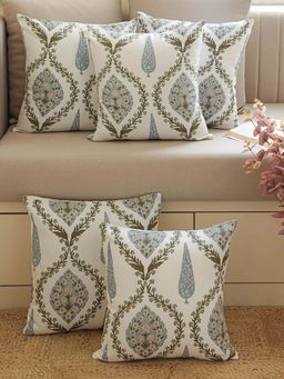 The Home Story - Blue Floral Cotton Cushion Cover