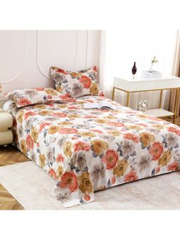 Story@Home - White Abstract Microfiber Bedsheet with Pillow Covers (Double)