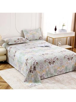 Story@Home - Green Abstract Microfiber Bedsheet with Pillow Covers (Double)