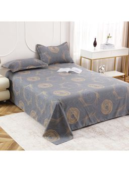 Story@Home - Grey Abstract Microfiber Bedsheet with Pillow Covers (Double)