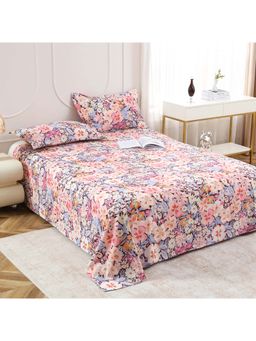 Story@Home - Multi Color Floral Microfiber Bedsheet with Pillow Covers (Double)