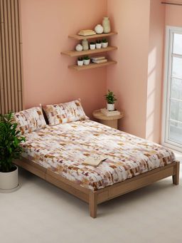 KOPA - Multi-Color Abstract Microfibre Bedsheet with Pillow Covers (Double)