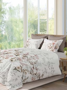 SANSAAR A D'DECOR BRAND LIVE CONSCIOUSLY - Pink Floral Cotton Bedsheet with Pillow Covers (King)