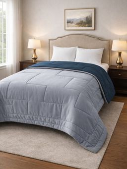 Florida - Blue Solid Microfibre Comforter (Double)