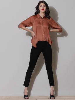 Label Ritu Kumar - Collar Neck Full Sleeves Solid Shirt
