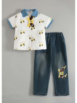Hopscotch - All Over Print Shirt and Denim Jeans