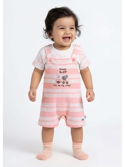 Hopscotch - Bunny Applique T-Shirt and Dungaree - Peach