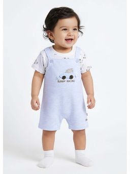 Hopscotch - Bunny Race Applique T-Shirt and Dungaree - Blue