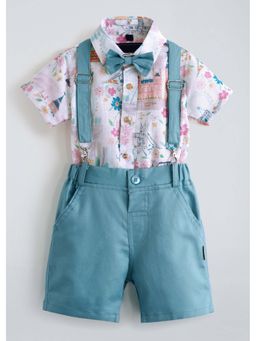 Hopscotch - Floral Cotton 4-Piece Formal Set - Blue