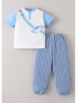 Hopscotch - Colour Block T-shirt and Gingham Joggers