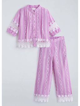 Hopscotch - Laced Blouse Co-ord Set - Lavendar