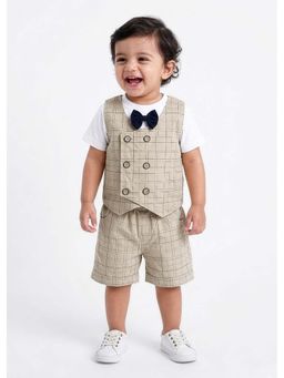 Hopscotch - Checkered 3-Piece Formal Set - Beige