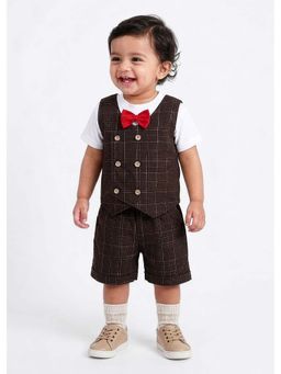 Hopscotch - Checkered 3-Piece Formal Set - Brown