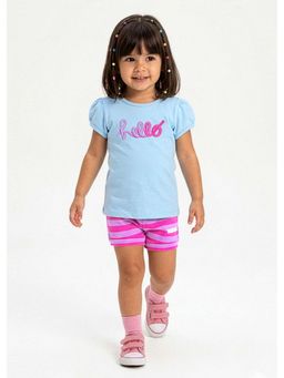 Hopscotch - Cotton Striped T-Shirt with Shorts