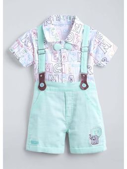 Hopscotch - Elephant and Bow Applique Short Set - Green