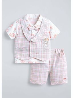 Hopscotch - Checkered Bow Applique 3-Piece Formal Set - Orange