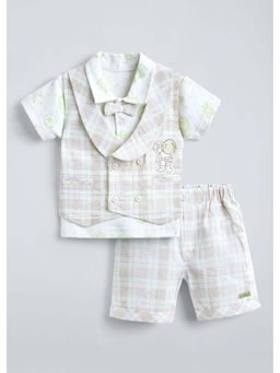 Hopscotch - Checkered Bow Applique 3-Piece Formal Set - Green