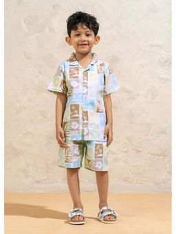 Hopscotch - Tropical Checkered Collared Cotton Co-ord Set