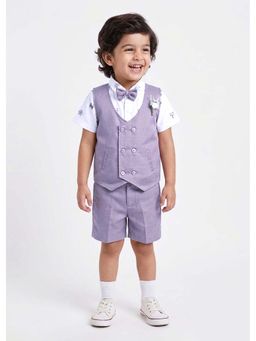 Hopscotch - Tropical Floral Applique 4-Piece Formal Set - Purple
