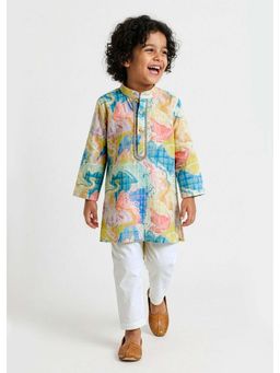Hopscotch - Abstract Lace Cotton Kurta with Pyjama