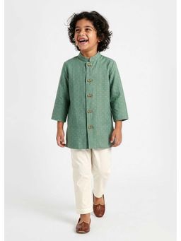 Hopscotch - Pure Cotton Textured Kurta with Pyjama