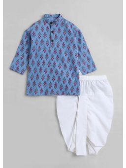 Hopscotch - Floral Printed Cotton Kurta with Dhoti