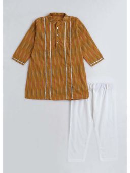 Hopscotch - Striped Foil Cotton Kurta with Pyjama