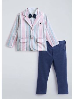Hopscotch - Striped 4-Piece Formal Set with Bow - Pink