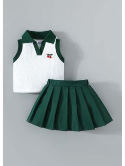 Hopscotch - Textured Blouse and Pleated Skirt