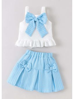 Hopscotch - Bow Applique Textured Top and Skirt Set
