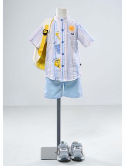Hopscotch - Striped Textured Shirt and Shirt with Shorts