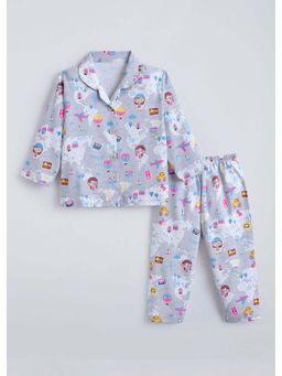 Hopscotch - Pure Cotton Sinker Sleepwear Shirt and Pyjama - Grey