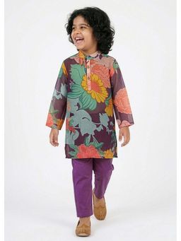Hopscotch - Floral Pure Cotton Kurta with Pyjama