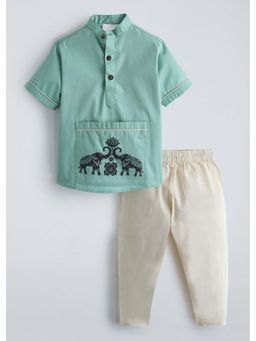 Hopscotch - Pure Cotton Embossed Shirt with Pant