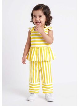Hopscotch - Bow Applique Striped Cotton Pant Set