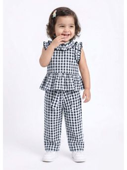 Hopscotch - Ruffled Checkered Cotton Pant Set
