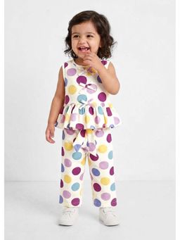 Hopscotch - Polka Dot Bow Applique Cotton Pant Set
