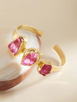 Zaveri Pearls - Pink Druzy Stones Contemporary Designer Cuff Bracelet-ZPFK13741