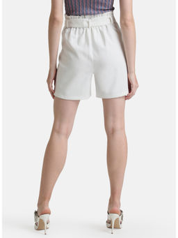 Kazo - White Paperbag Shorts With Belt And Elasticated Waist