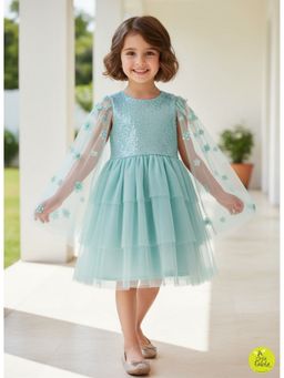 A Little Fable - Polyester Blue Floral Dress